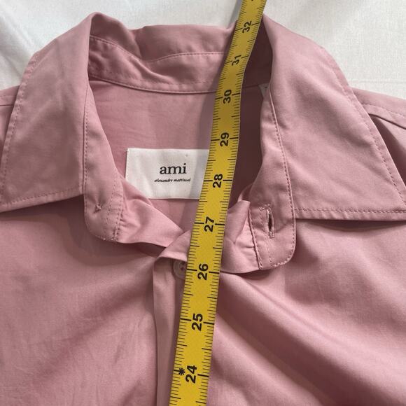 Ami Alexandre Mattiussi Men's Pink Button Up Shirt Size 36 Euro Summer Tailored - Picture 3 of 15